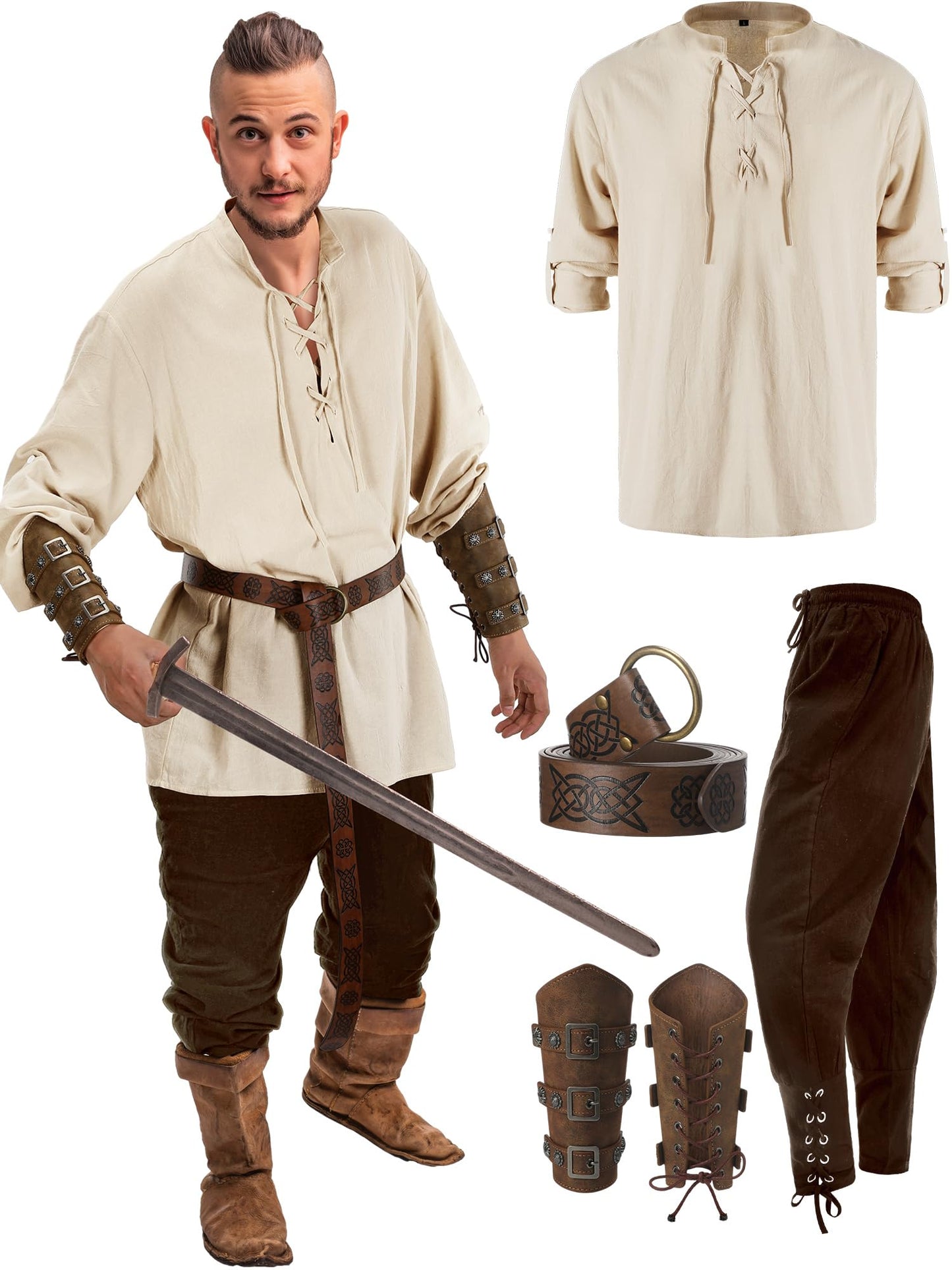Halloween Men's Renaissance Costume Set 4 Pcs