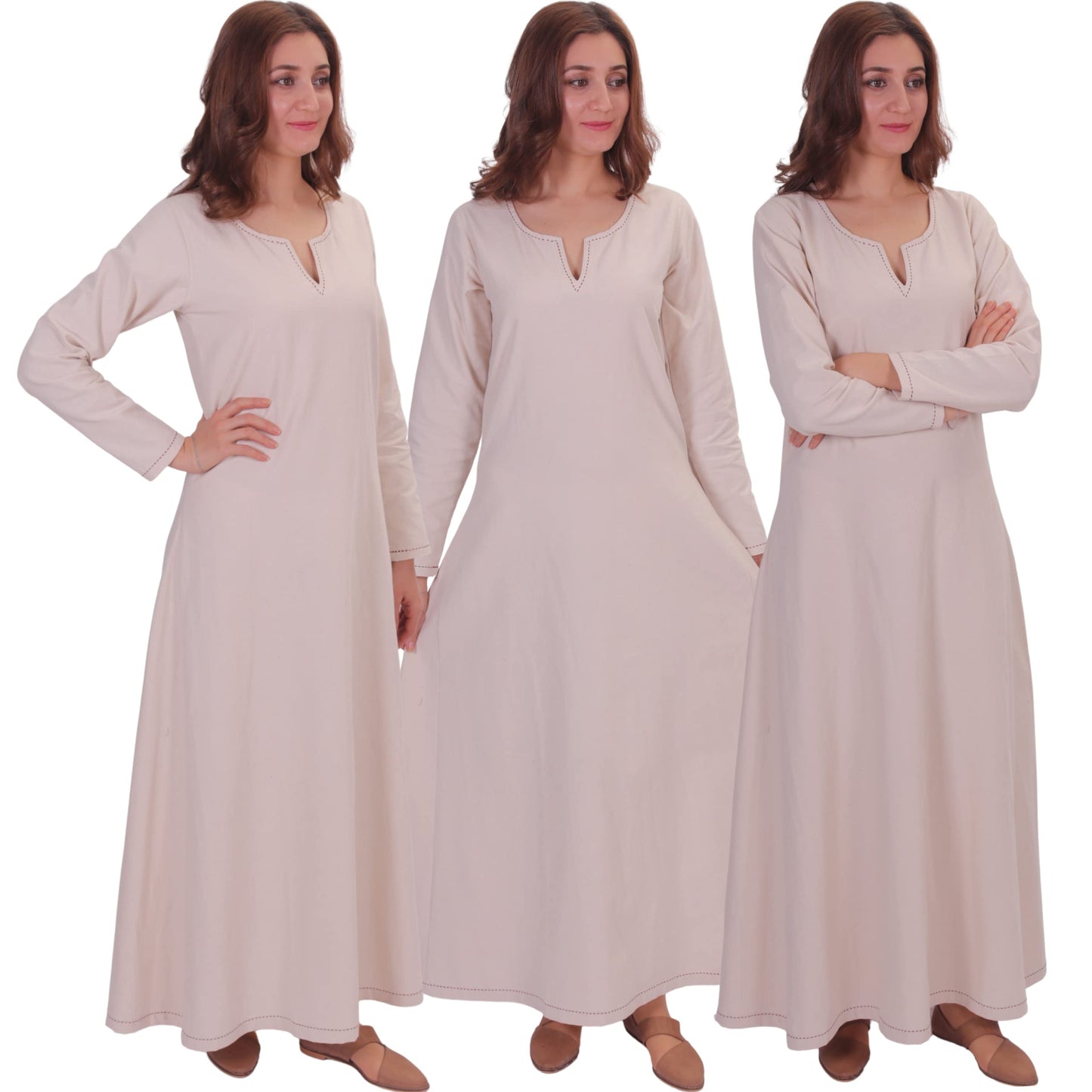 Turkish Made Natural Cotton Fraye Viking Medieval Women Dress