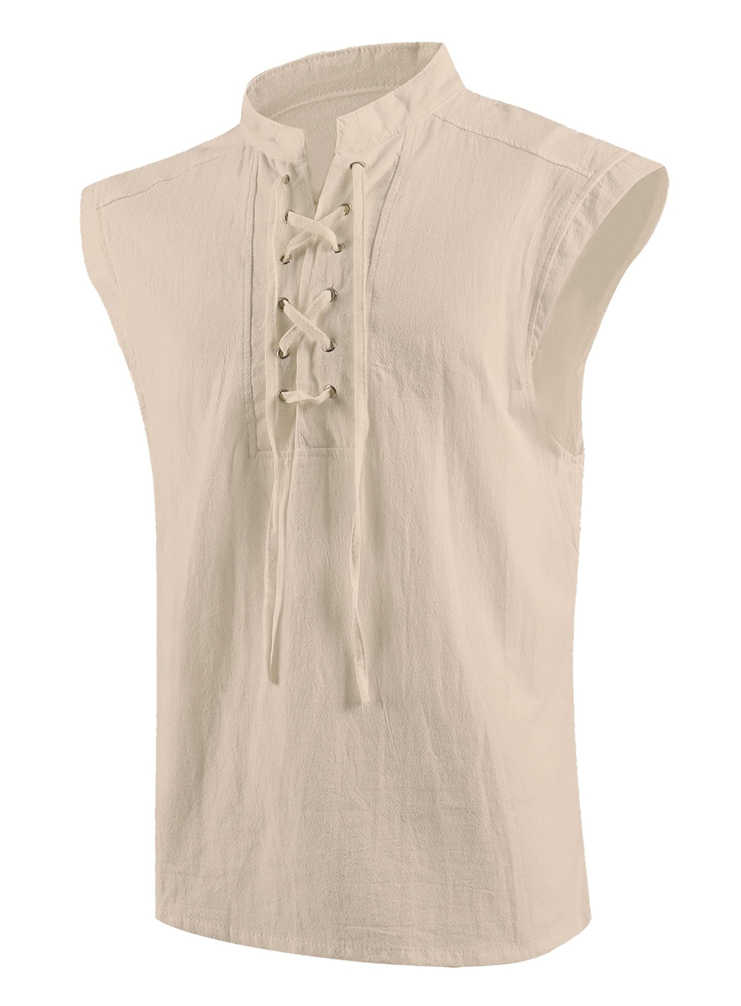 Mens Medieval Renaissance Pirate Costume Sleeveless Lace-up