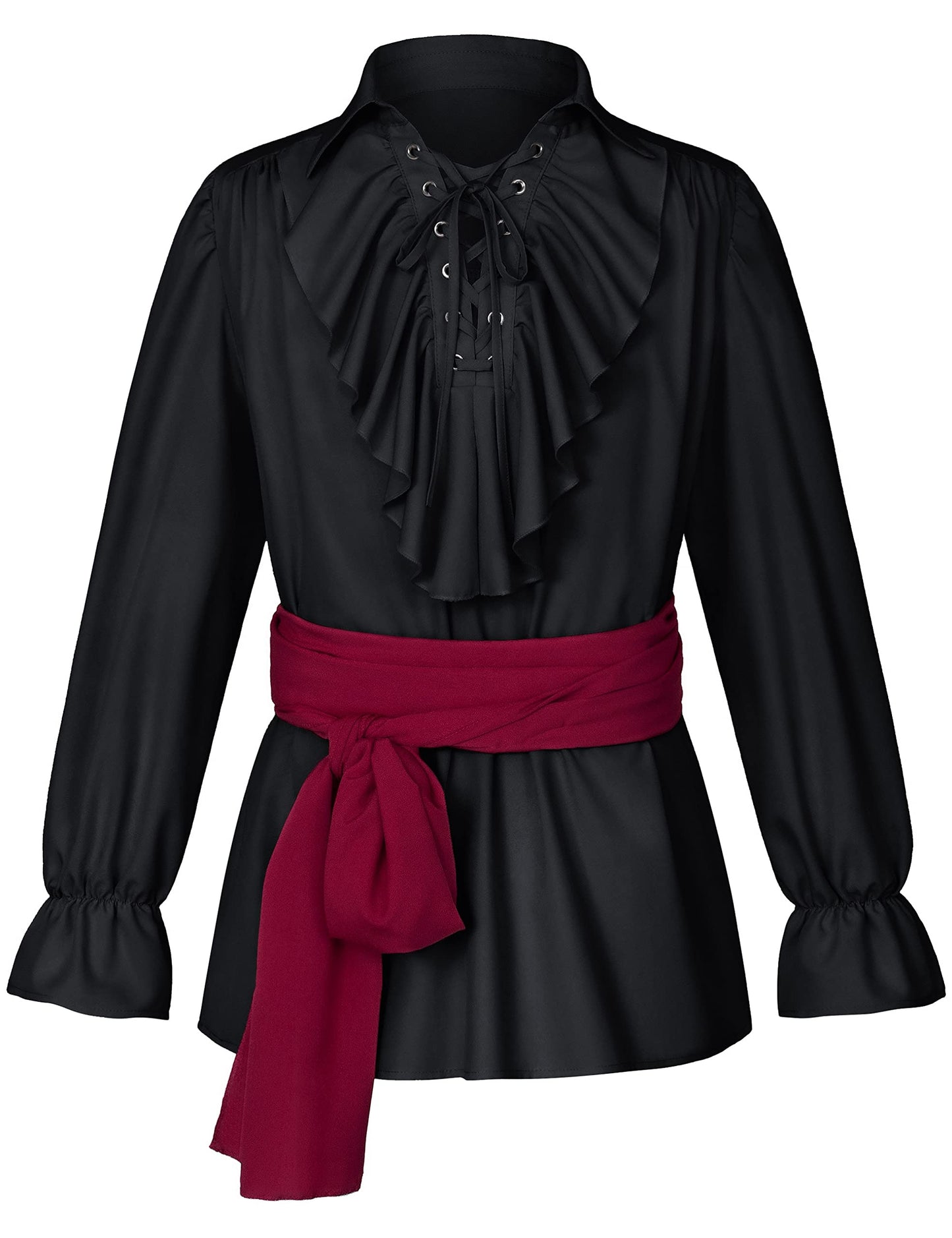 Men's Renaissance Victorian Medieval Pirate Shirt Lace Up Costume Top