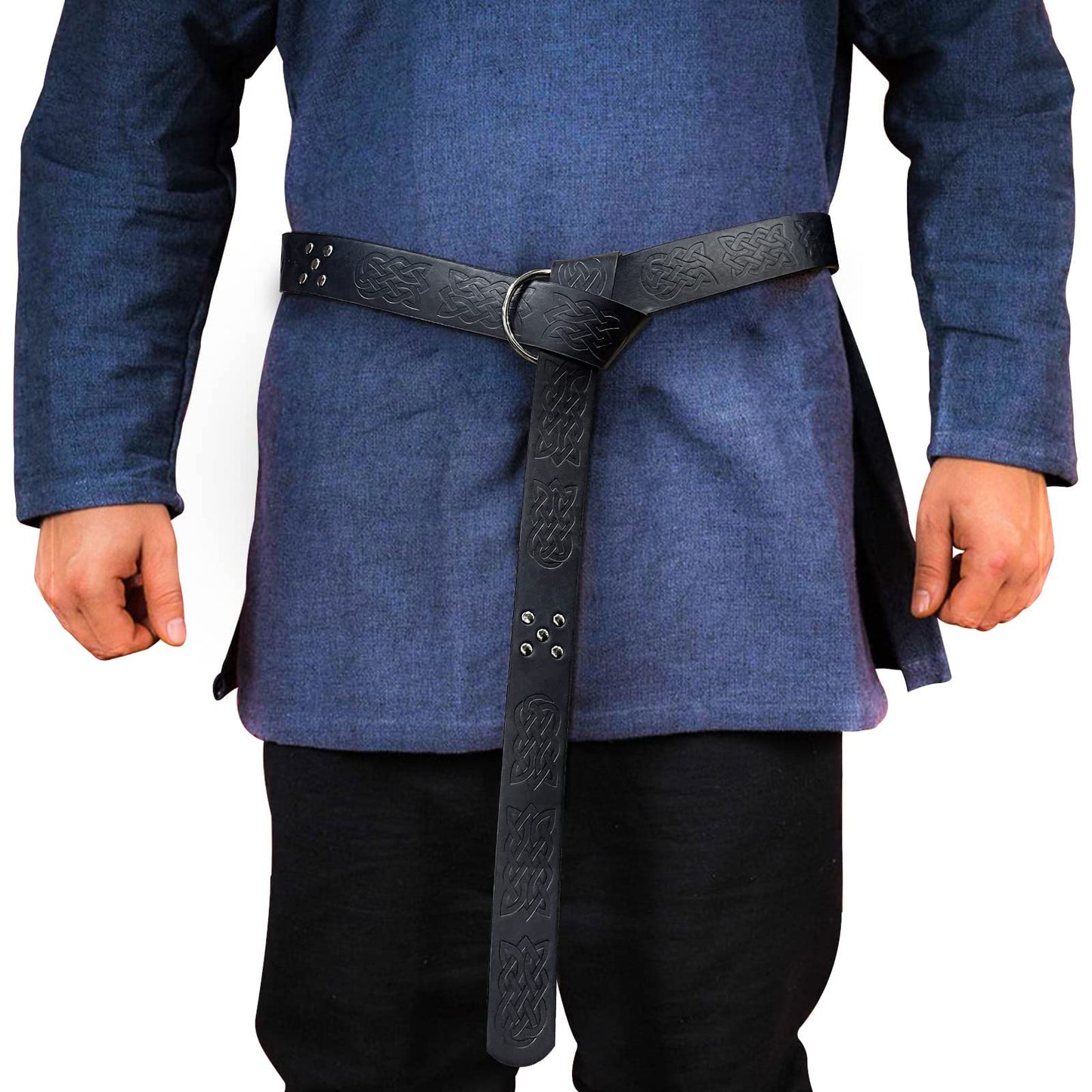 Dark Brown Celtic Knot Embossed PU Leather Medieval Viking Belt