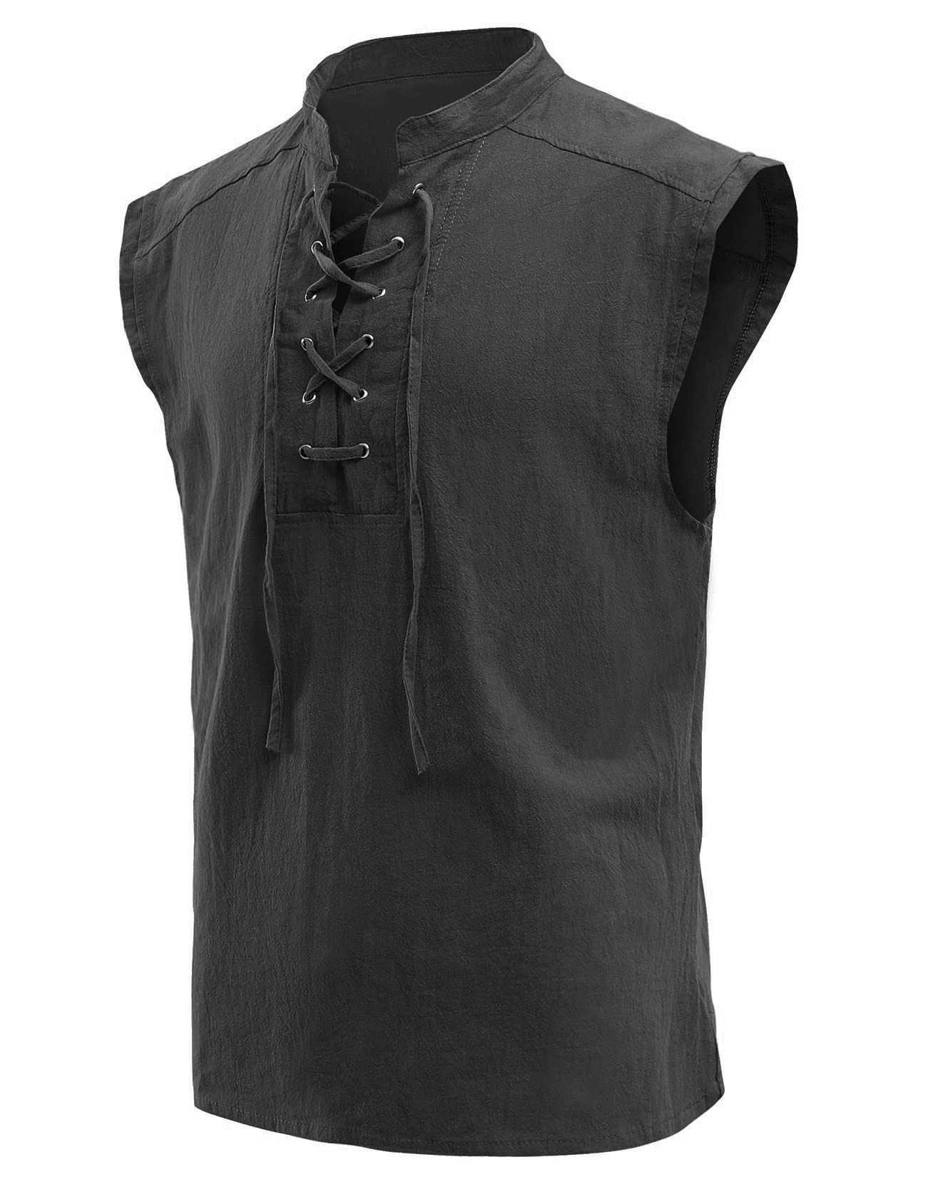 Mens Medieval Renaissance Pirate Costume Sleeveless Lace-up