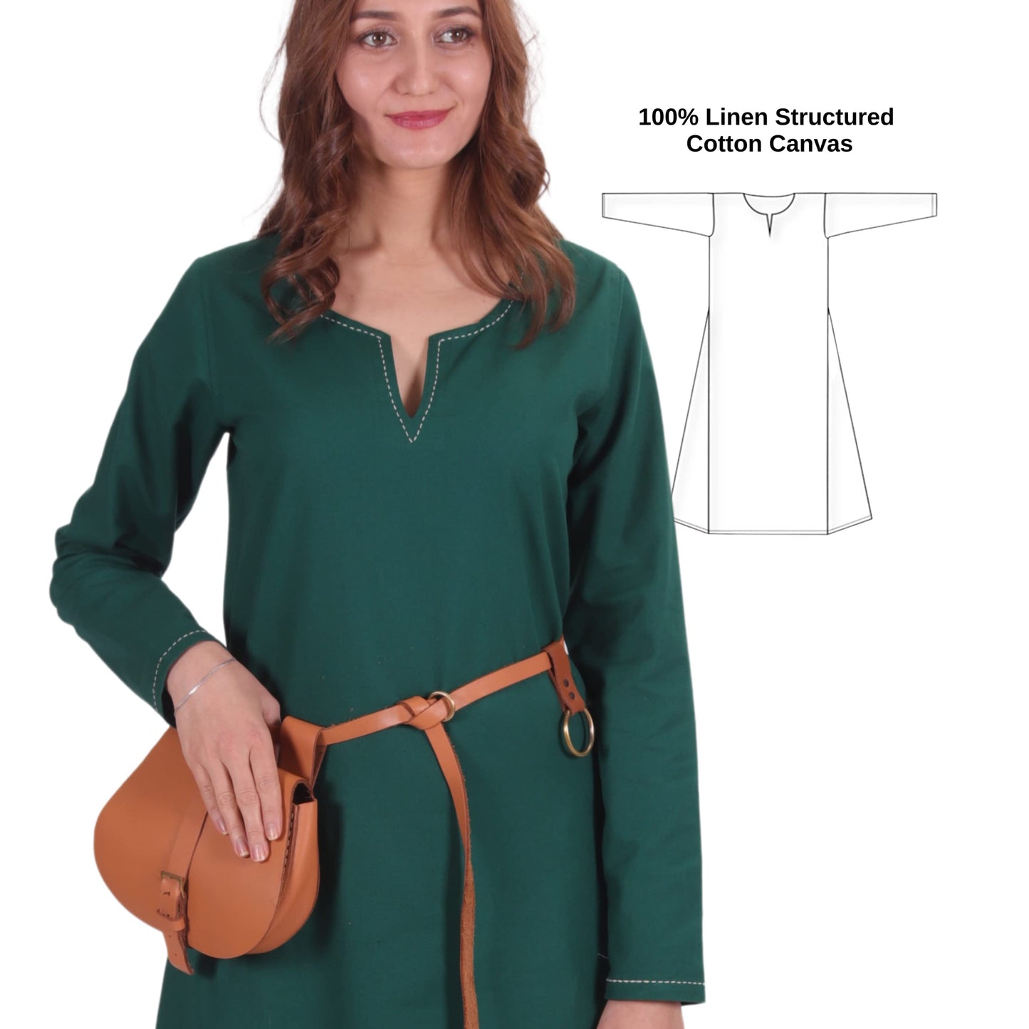 Turkish Made Natural Cotton Fraye Viking Medieval Women Dress