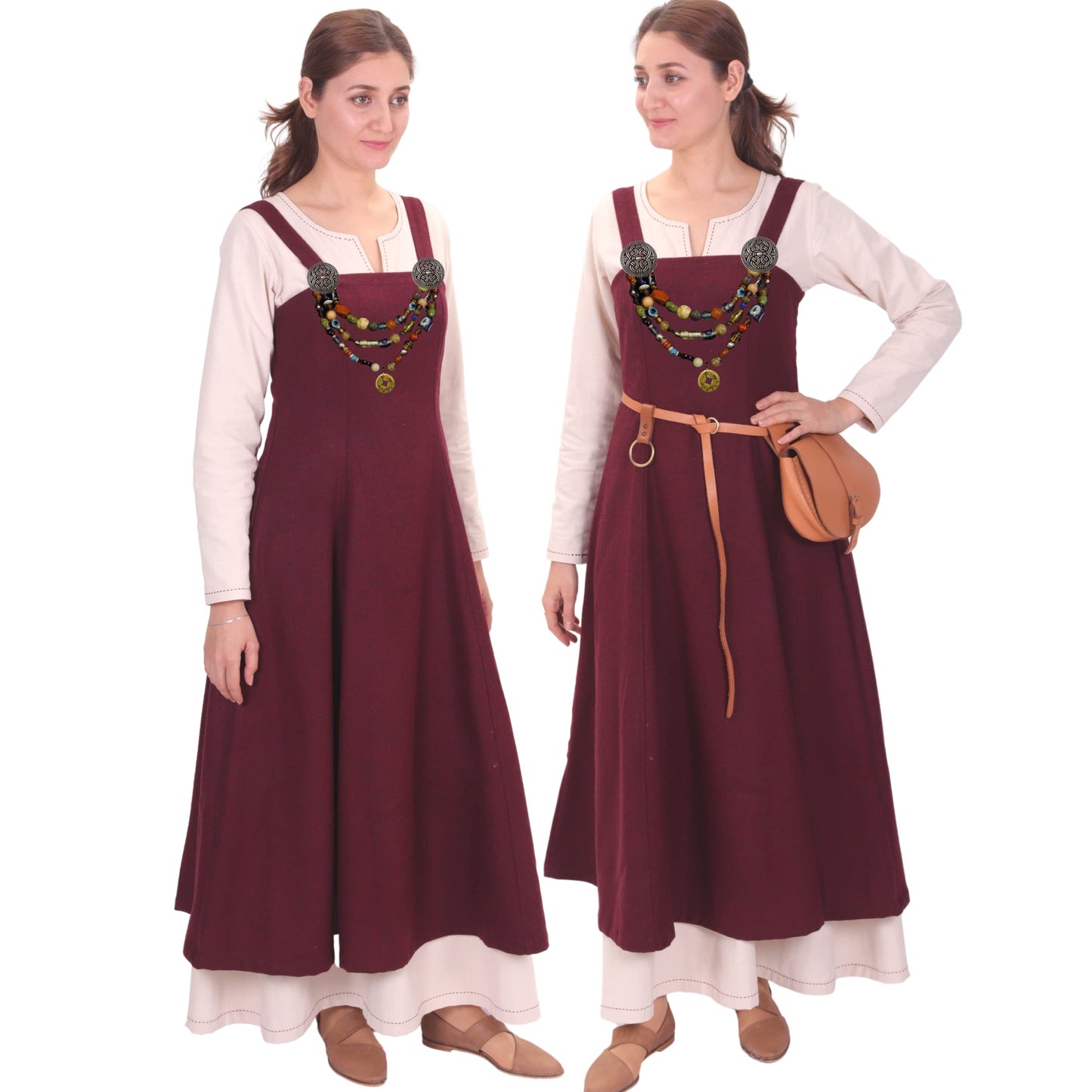 Wool Viking Apron Overdress with Laced Back