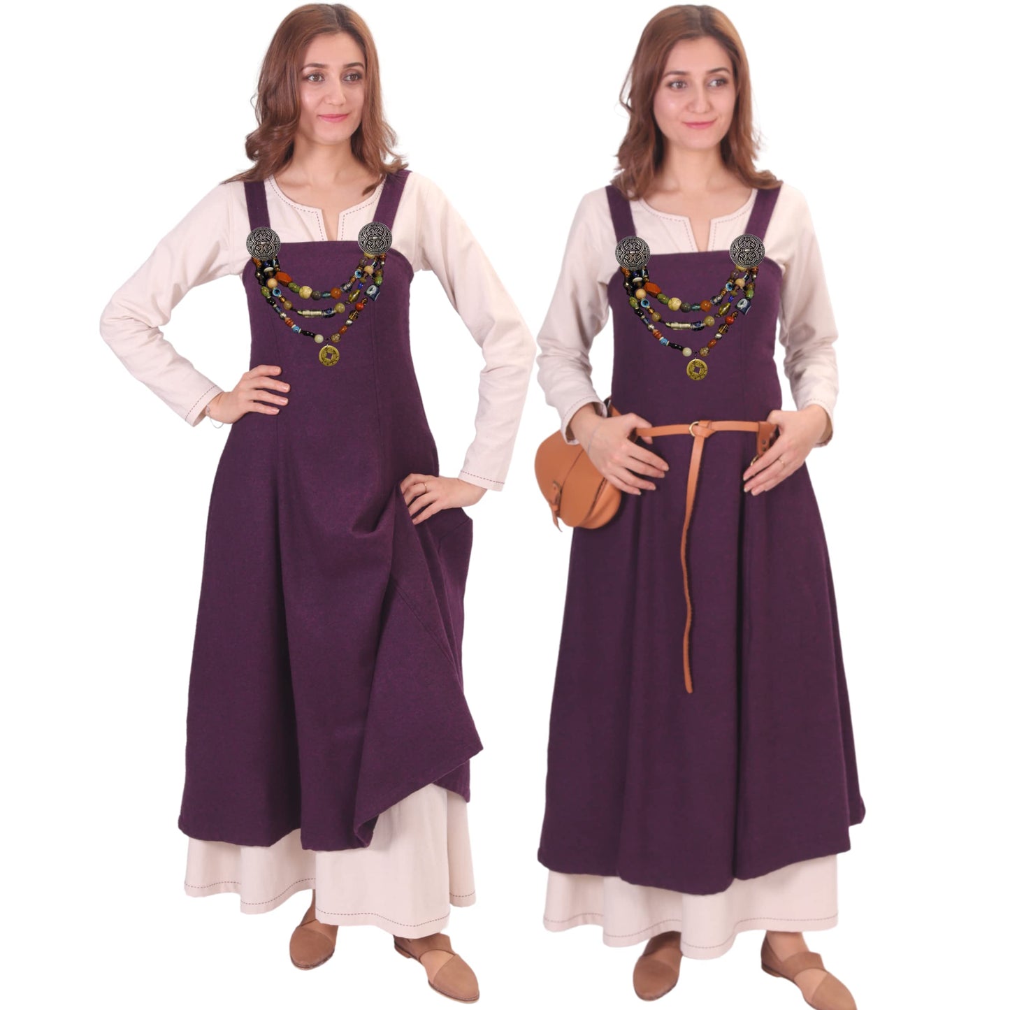Wool Viking Apron Overdress with Laced Back