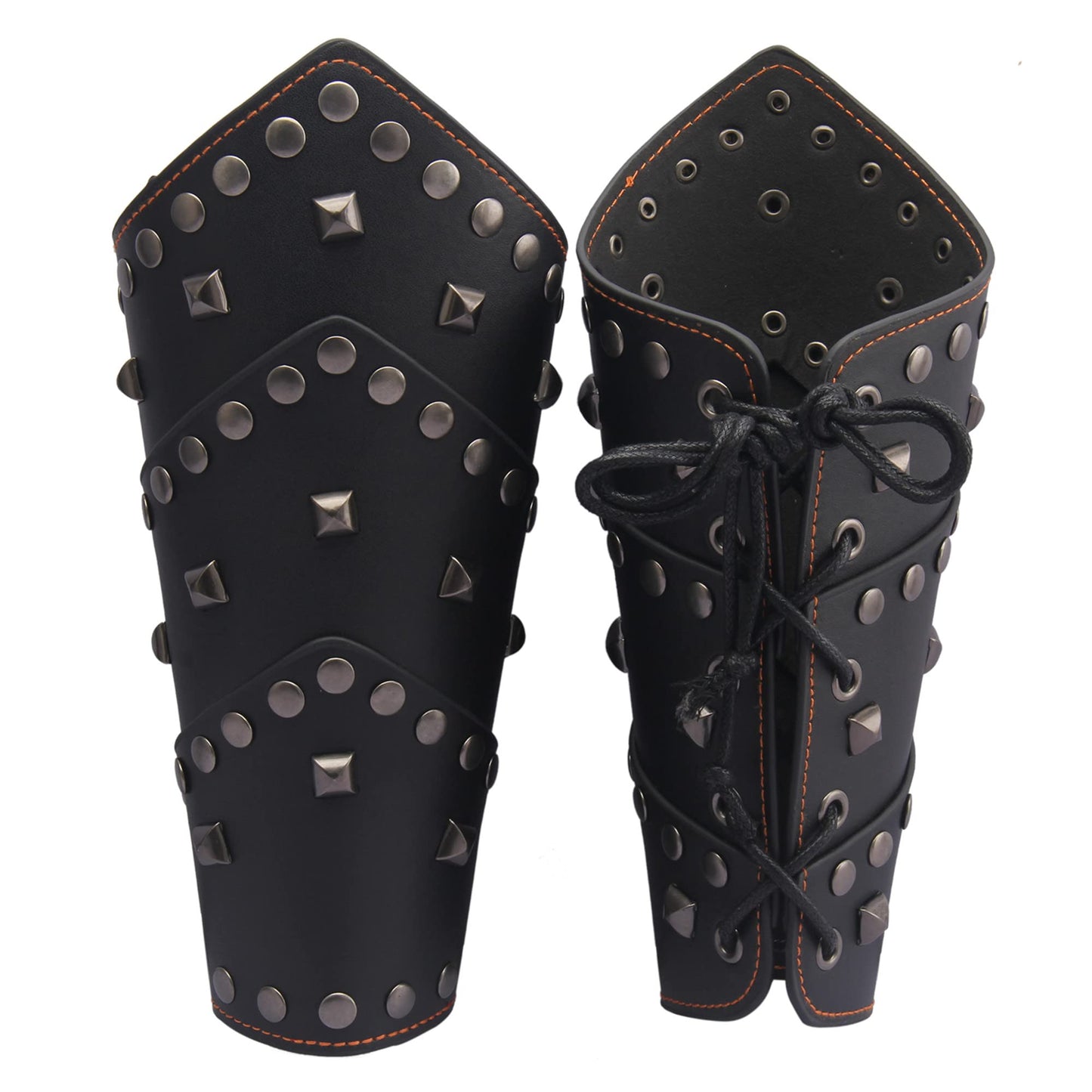 GelConnie Leather Gauntlet Wristband Viking Leather Arm Guard Medieval Armor Bracers Leather Armband Wrist Guards Cosplay Black Leather Bracers