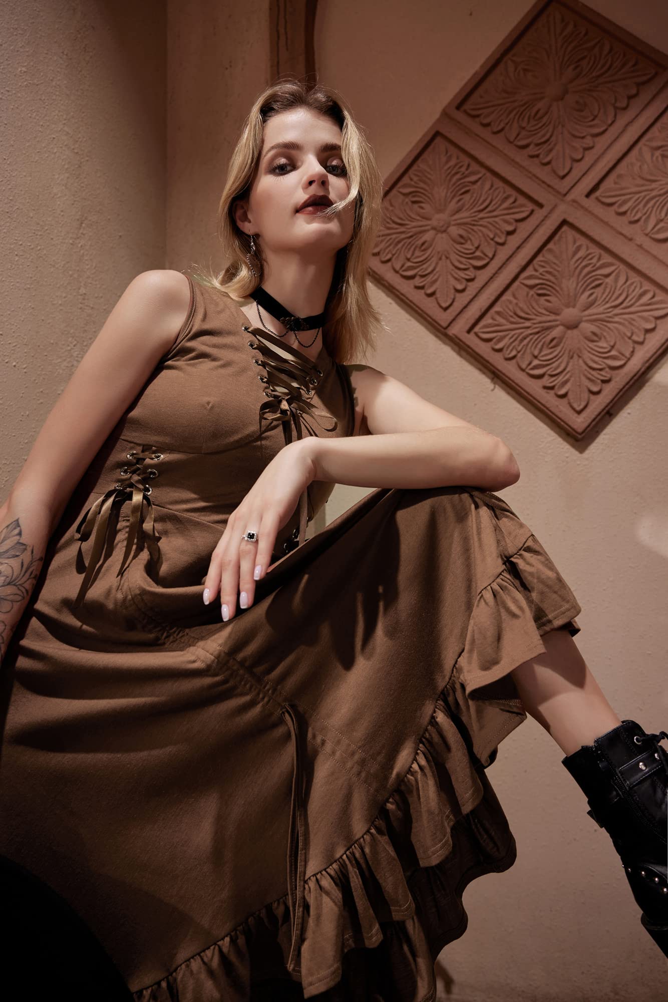 Scarlet Darkness Renaissance Faire Costume Women Lace Up