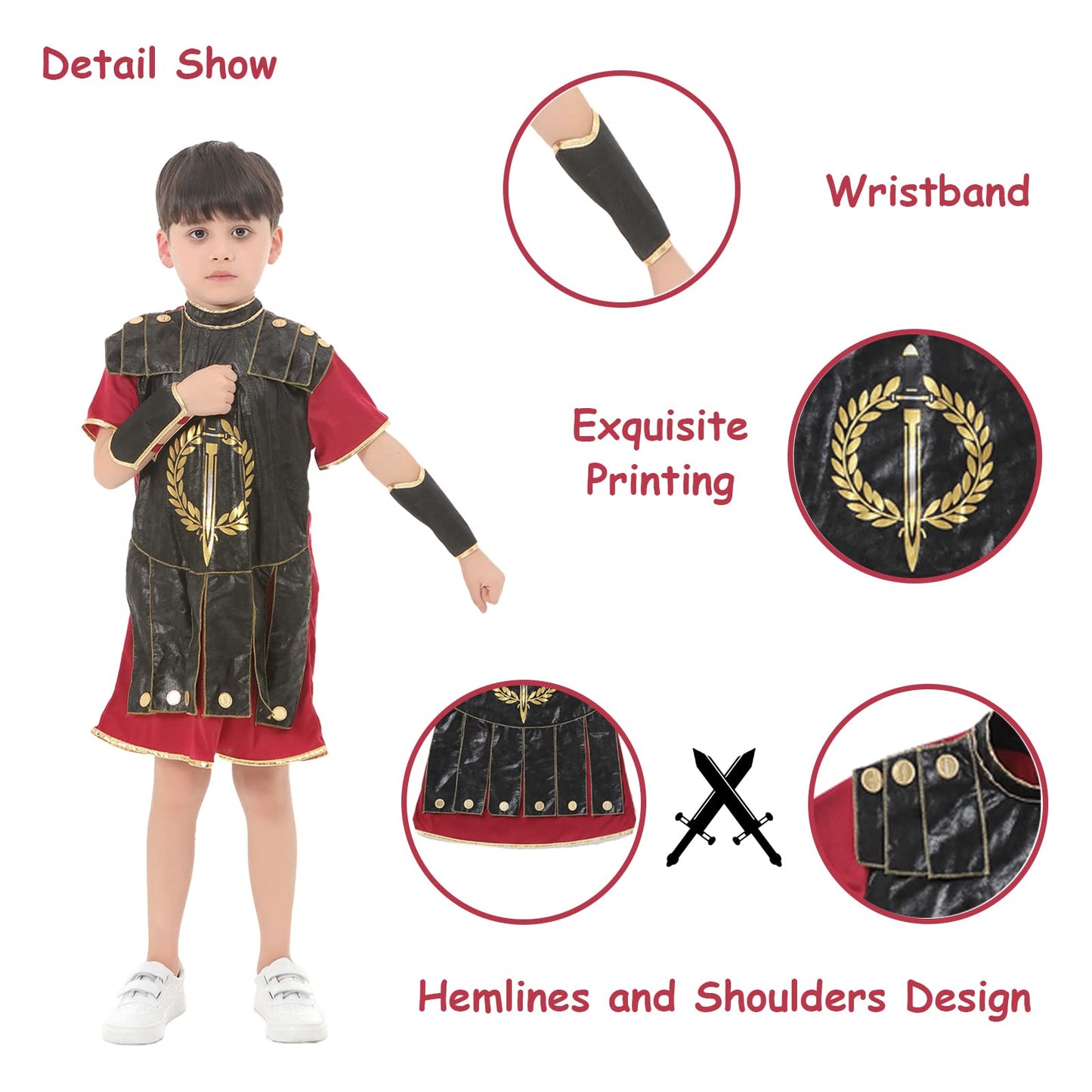 Funivals Boys Costume for Halloween Carnival,Boy Suit Role Play with Accessories Medium Viking Warrior