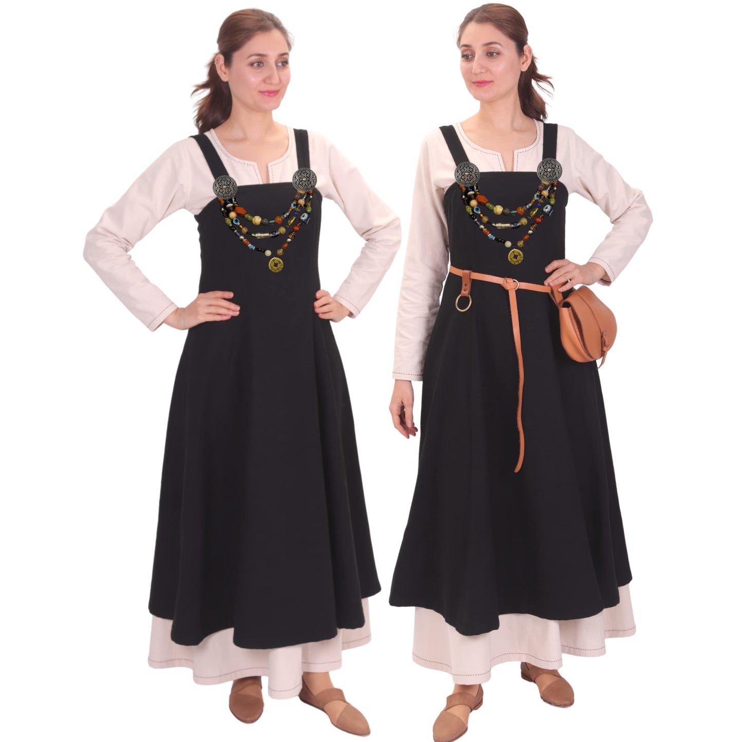 Wool Viking Apron Overdress with Laced Back