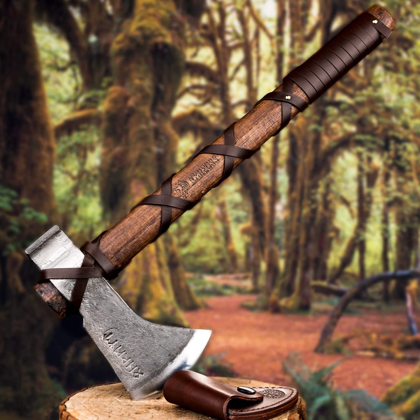 Rune Engraved Viking Throwing Axe 16"