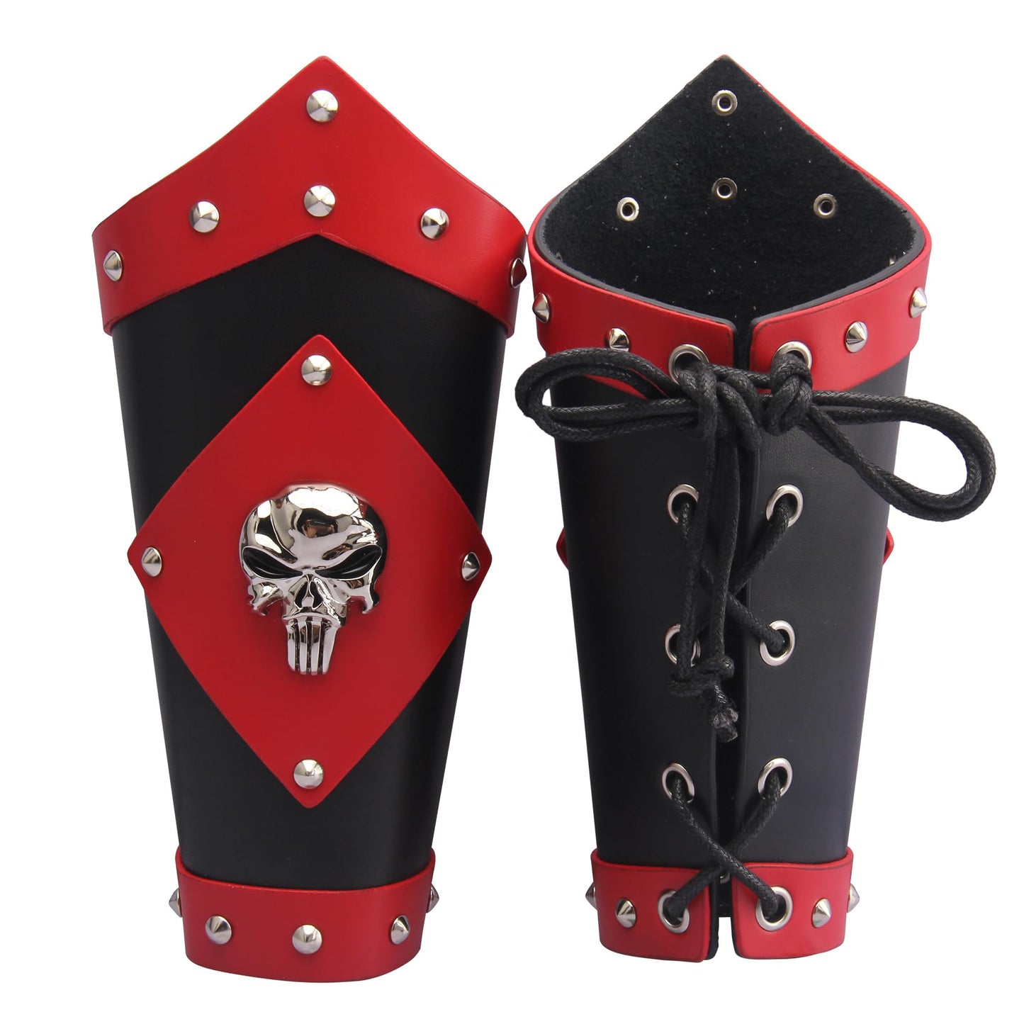 GelConnie Leather Gauntlet Wristband Viking Leather Arm Guard Medieval Armor Bracers Leather Armband Wrist Guards Cosplay Black Leather Bracers
