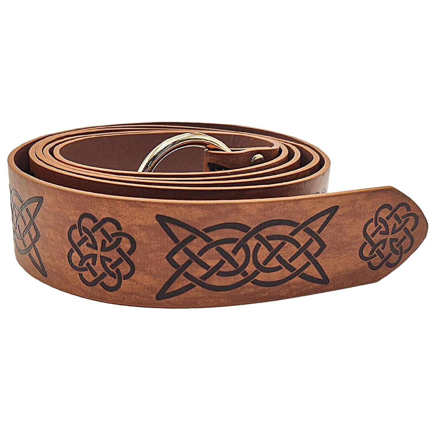 Dark Brown Celtic Knot Embossed PU Leather Medieval Viking Belt