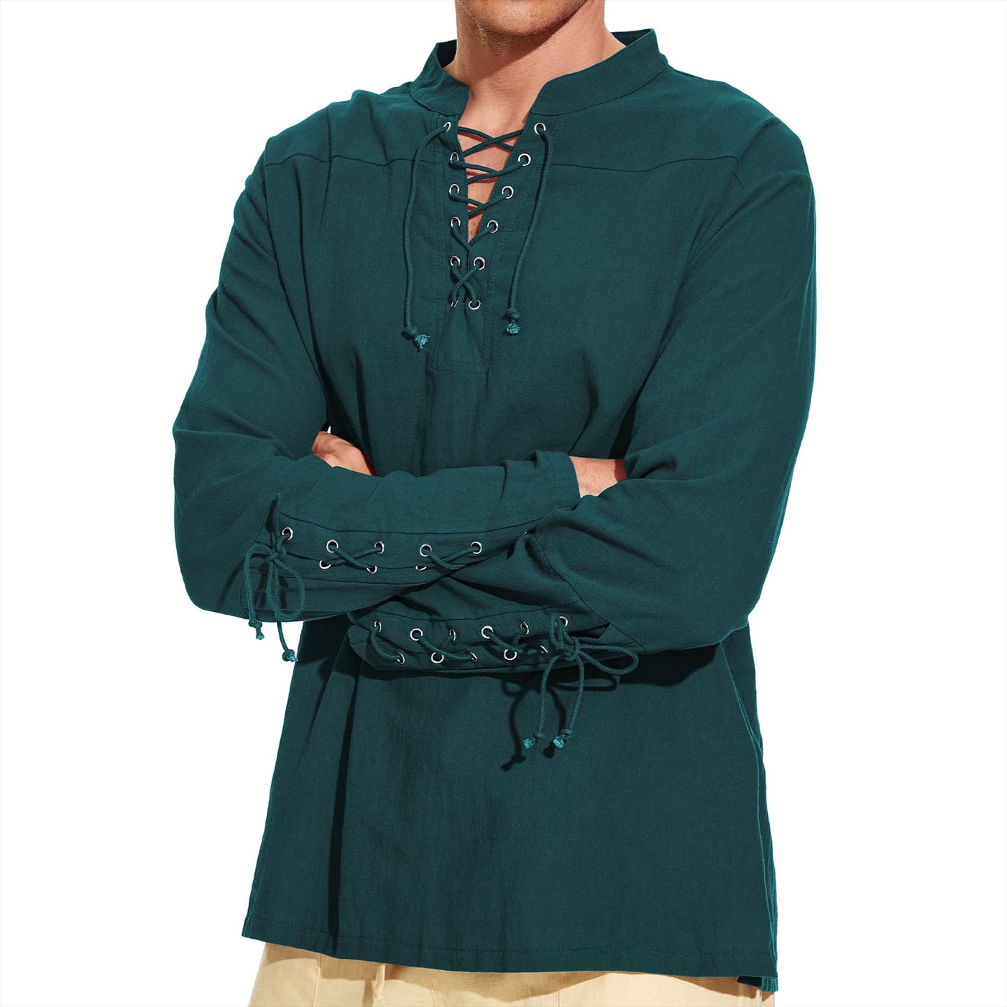 Viking Lace-Throat Slim Fit Tunic