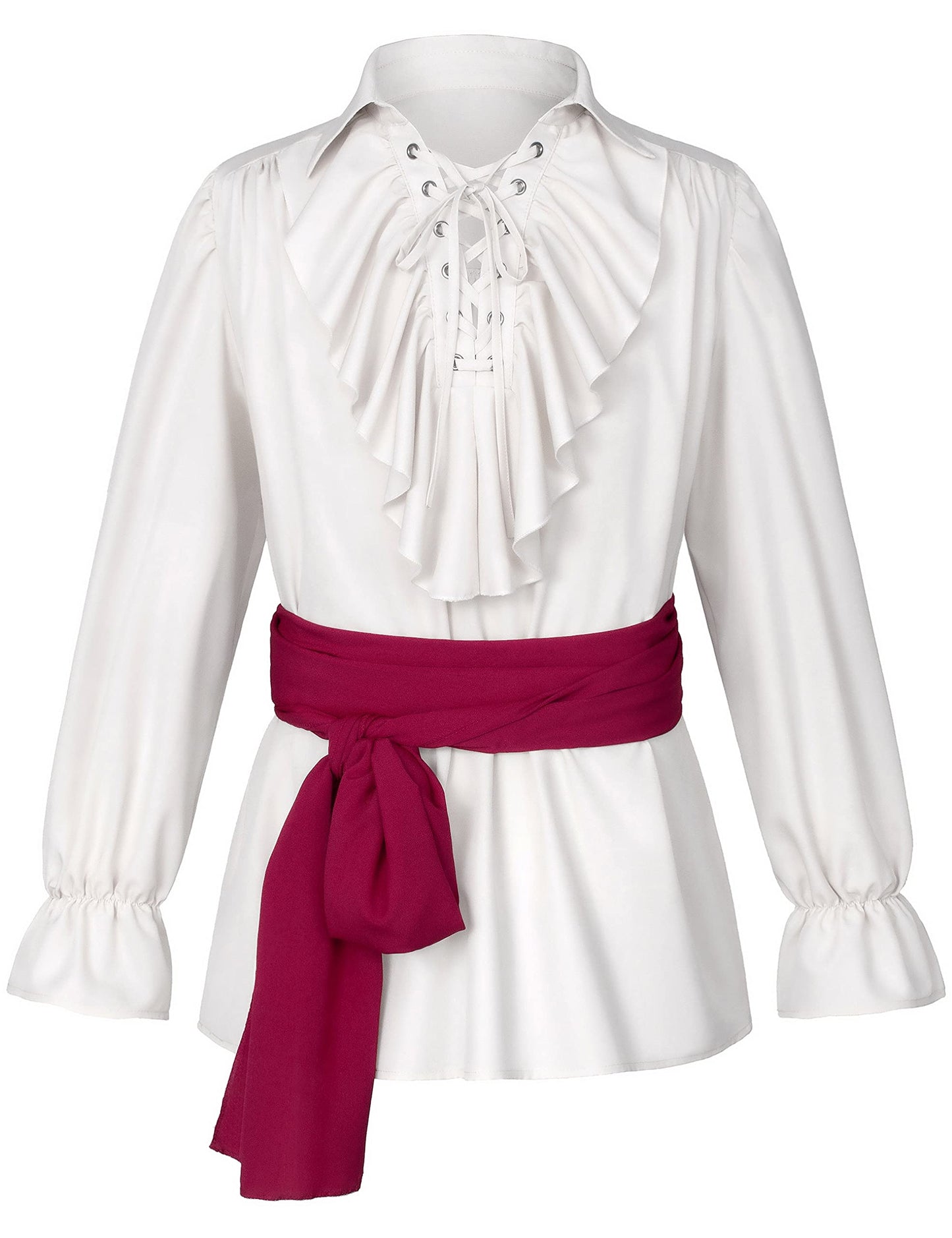 Men's Renaissance Victorian Medieval Pirate Shirt Lace Up Costume Top