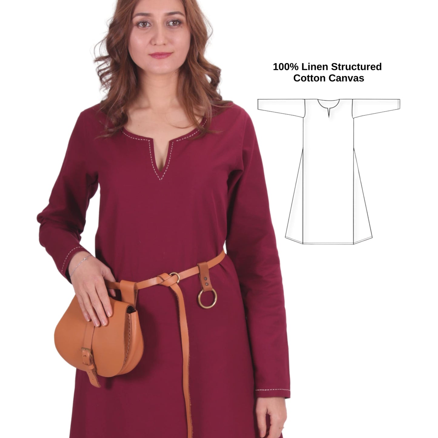 Turkish Made Natural Cotton Fraye Viking Medieval Women Dress