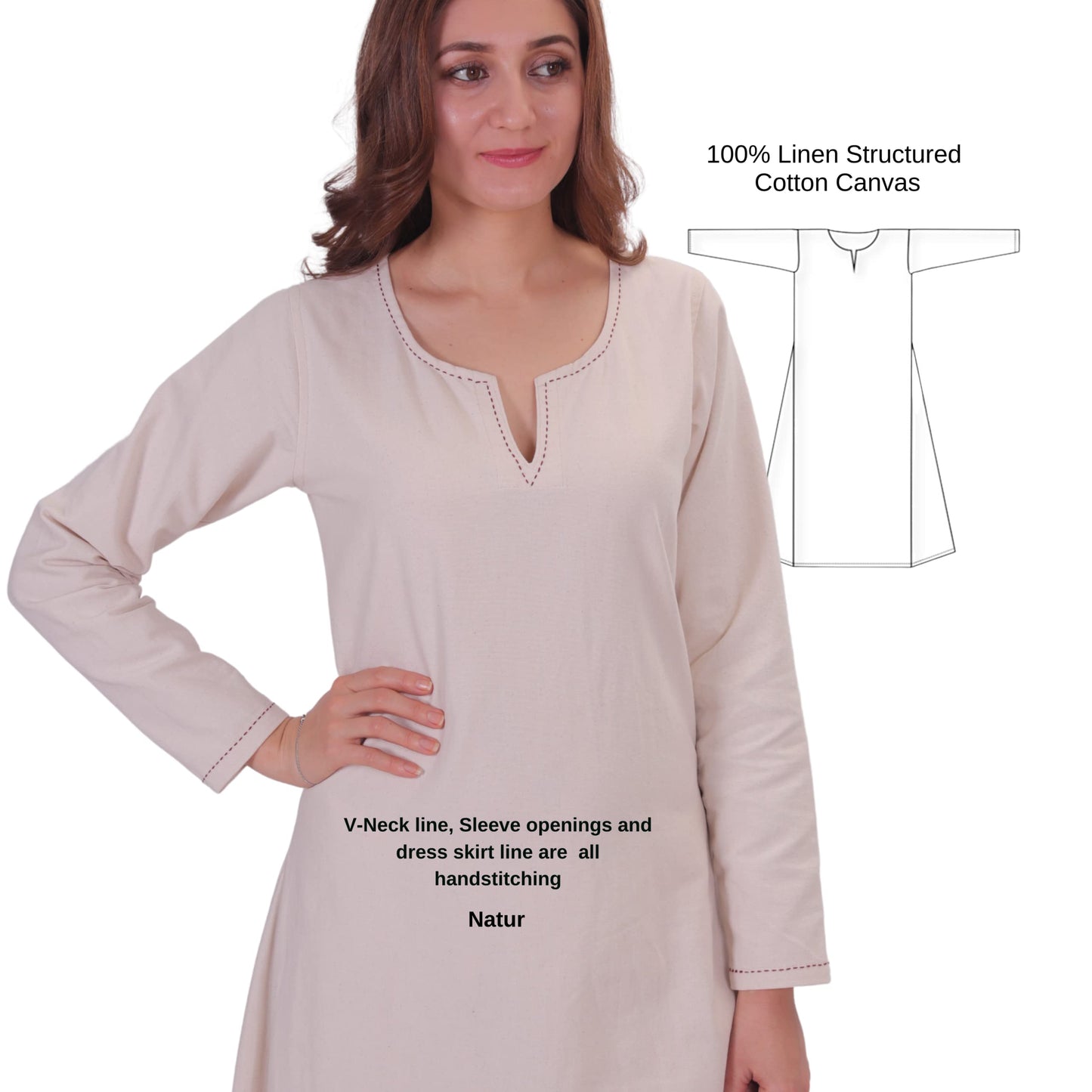 Turkish Made Natural Cotton Fraye Viking Medieval Women Dress