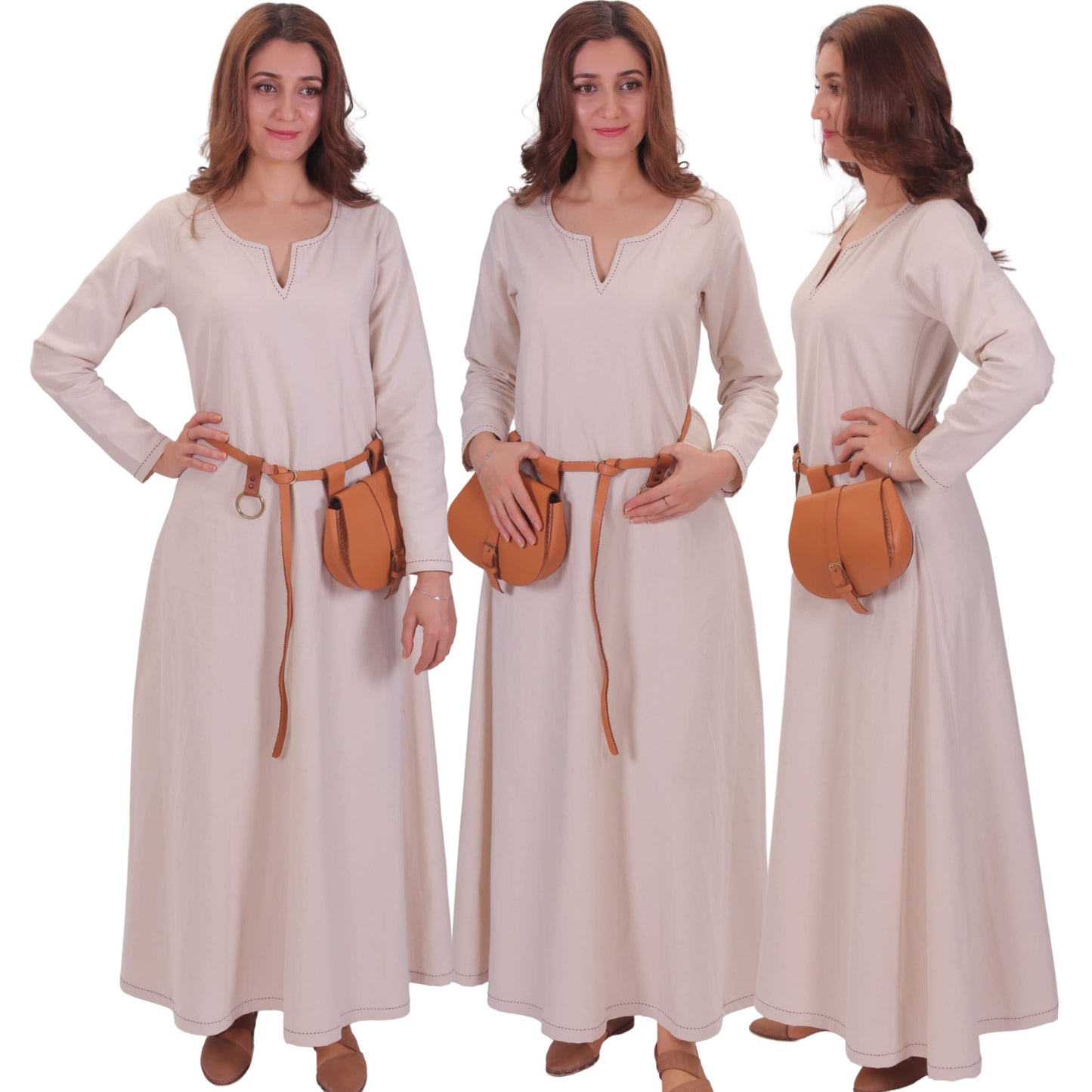 Turkish Made Natural Cotton Fraye Viking Medieval Women Dress