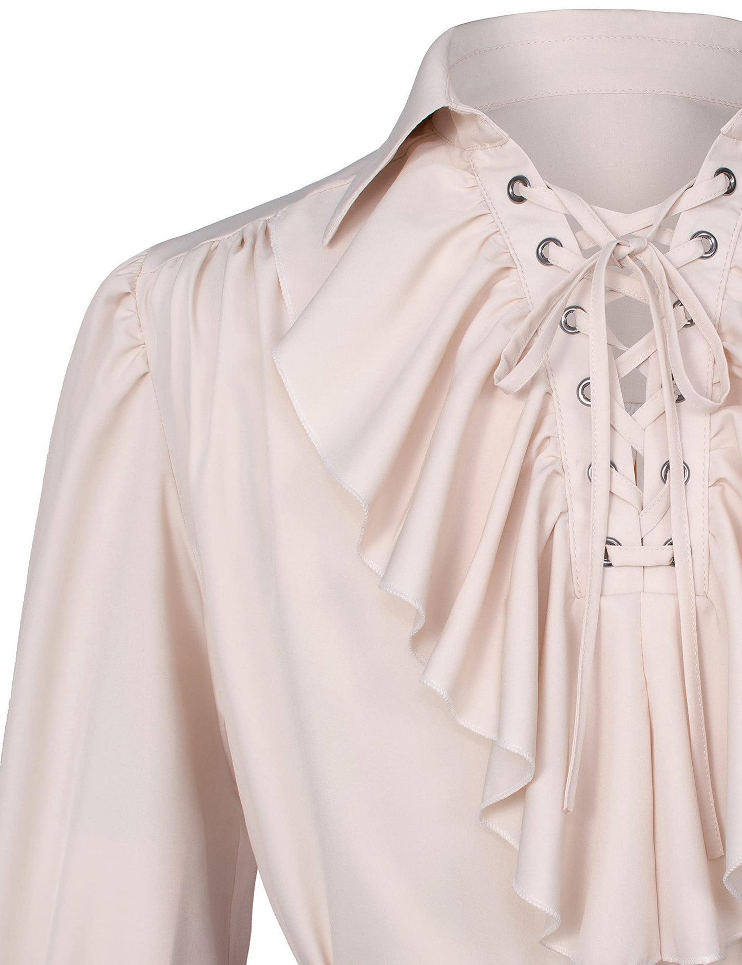 Men's Renaissance Victorian Medieval Pirate Shirt Lace Up Costume Top