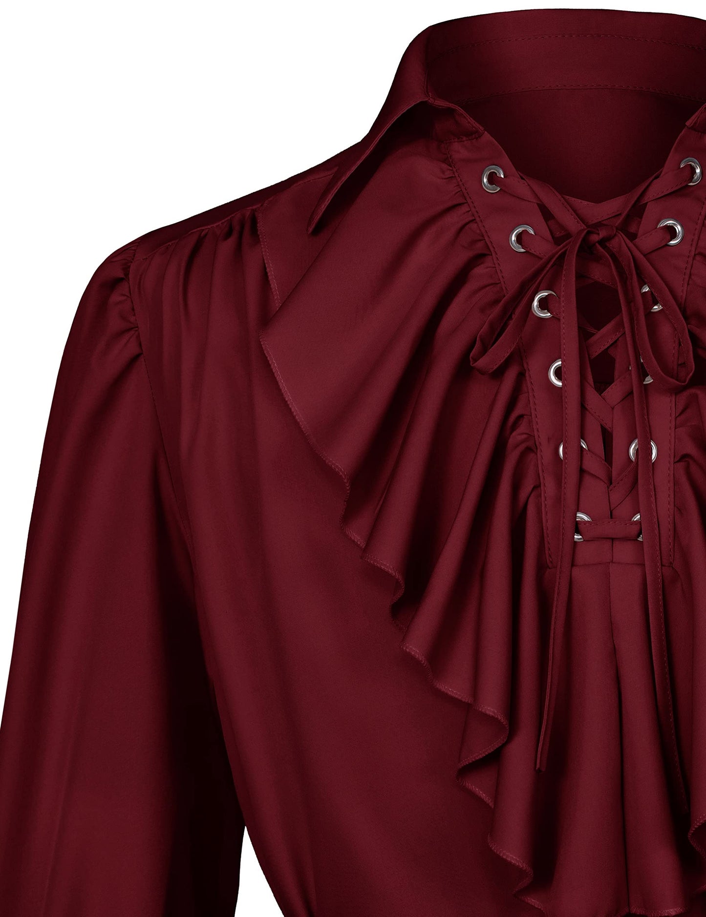 Men's Renaissance Victorian Medieval Pirate Shirt Lace Up Costume Top