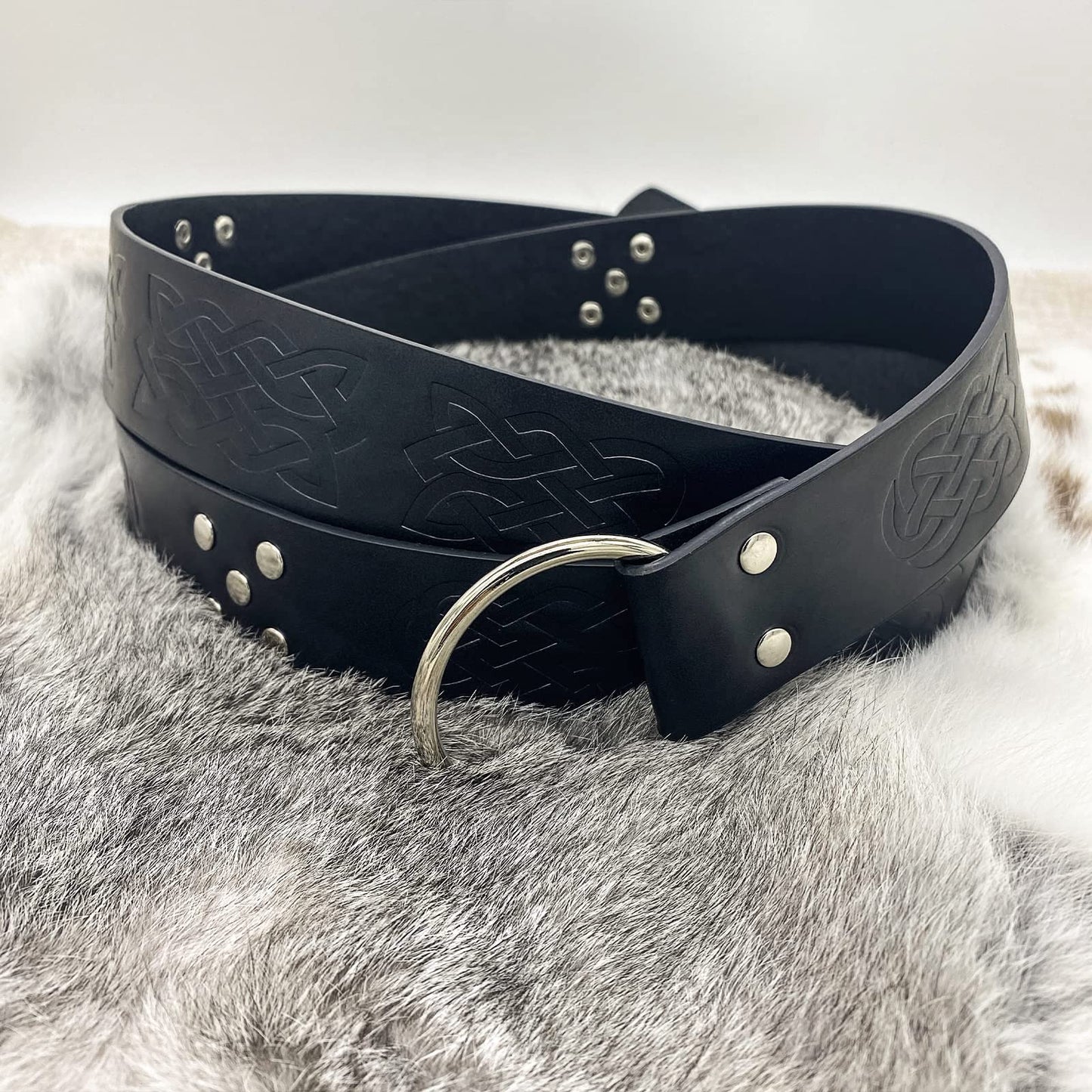 Dark Brown Celtic Knot Embossed PU Leather Medieval Viking Belt