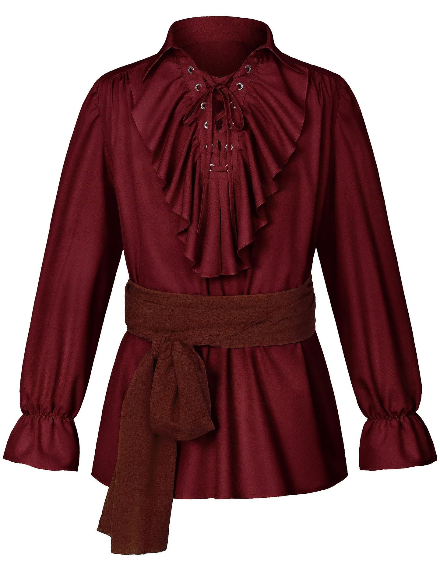 Men's Renaissance Victorian Medieval Pirate Shirt Lace Up Costume Top