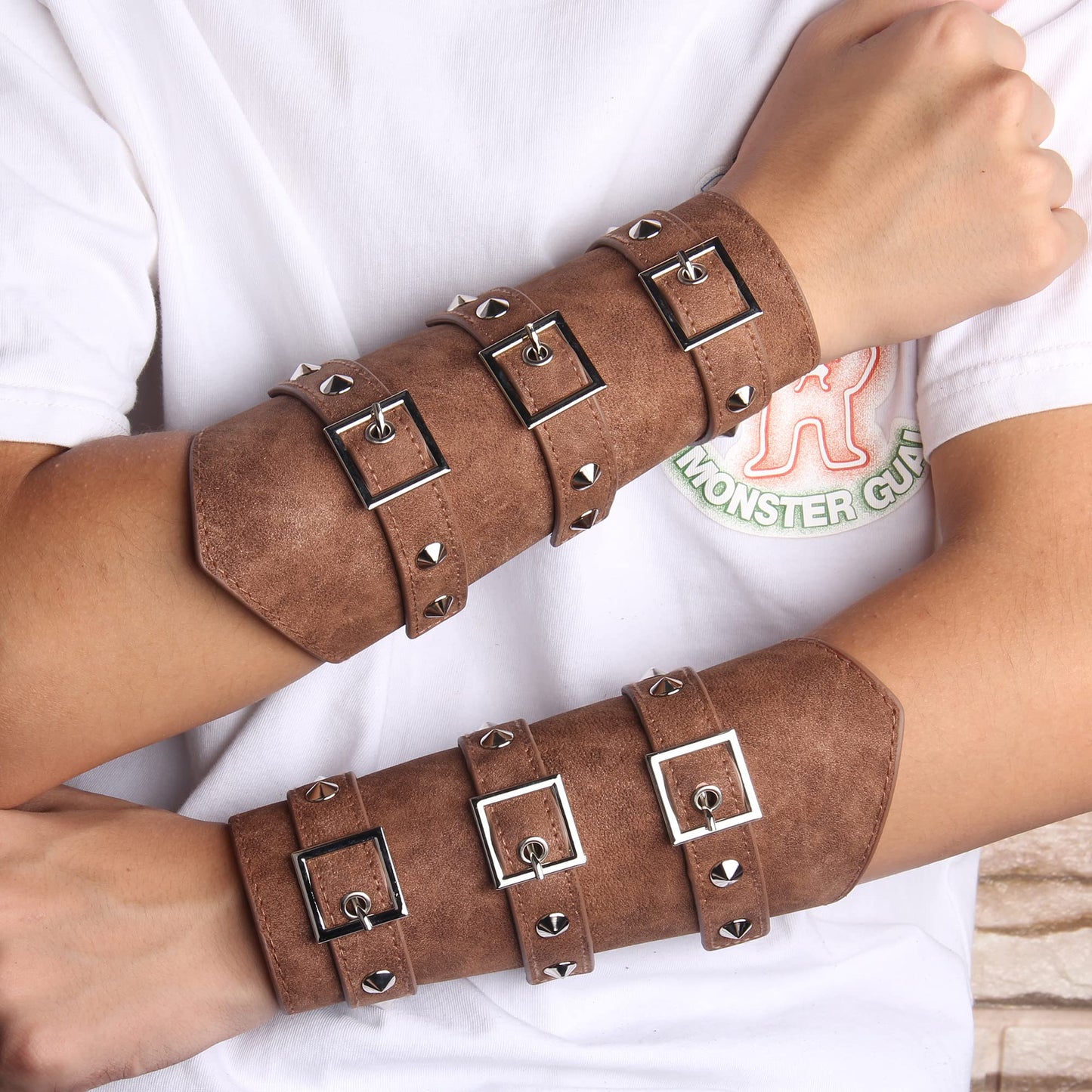 GelConnie Leather Gauntlet Wristband Armor Bracers