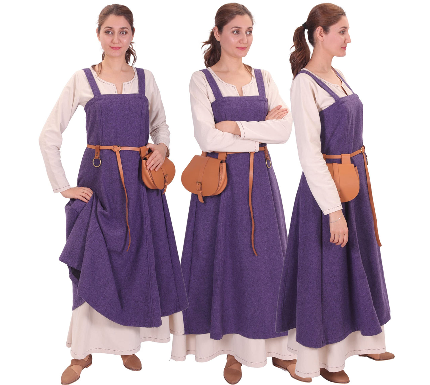 Wool Viking Apron Overdress with Laced Back