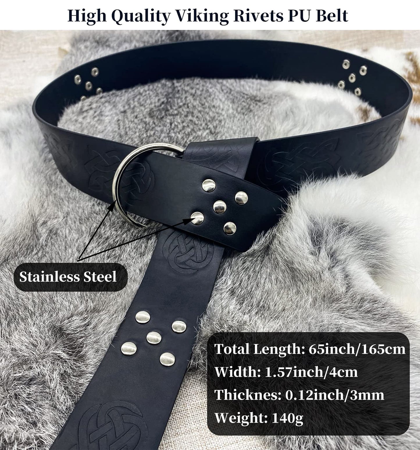 Dark Brown Celtic Knot Embossed PU Leather Medieval Viking Belt