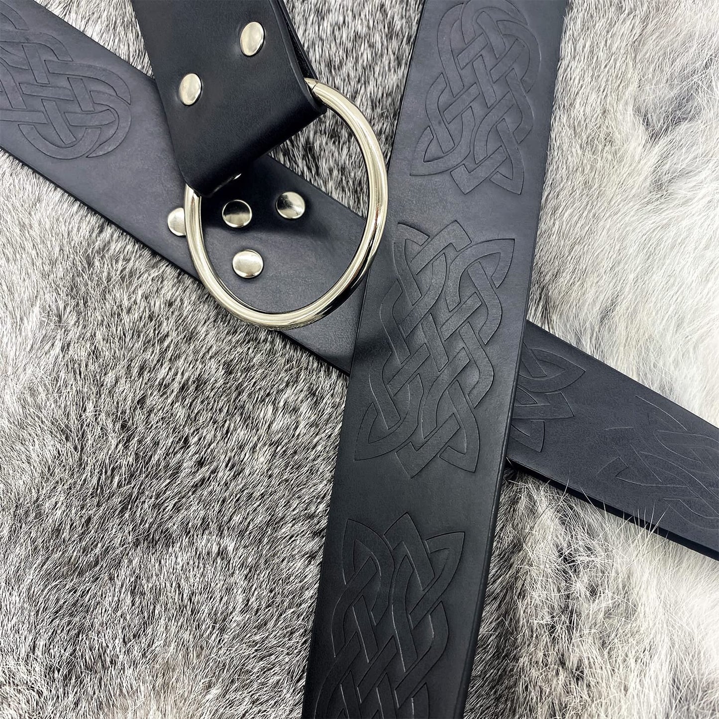 Dark Brown Celtic Knot Embossed PU Leather Medieval Viking Belt