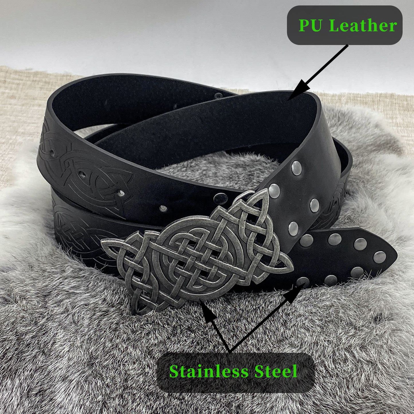 Dark Brown Celtic Knot Embossed PU Leather Medieval Viking Belt