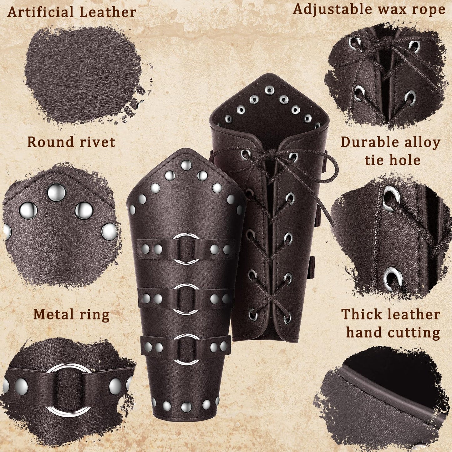 Adults Faux Leather Arm Guards Arm Bracers