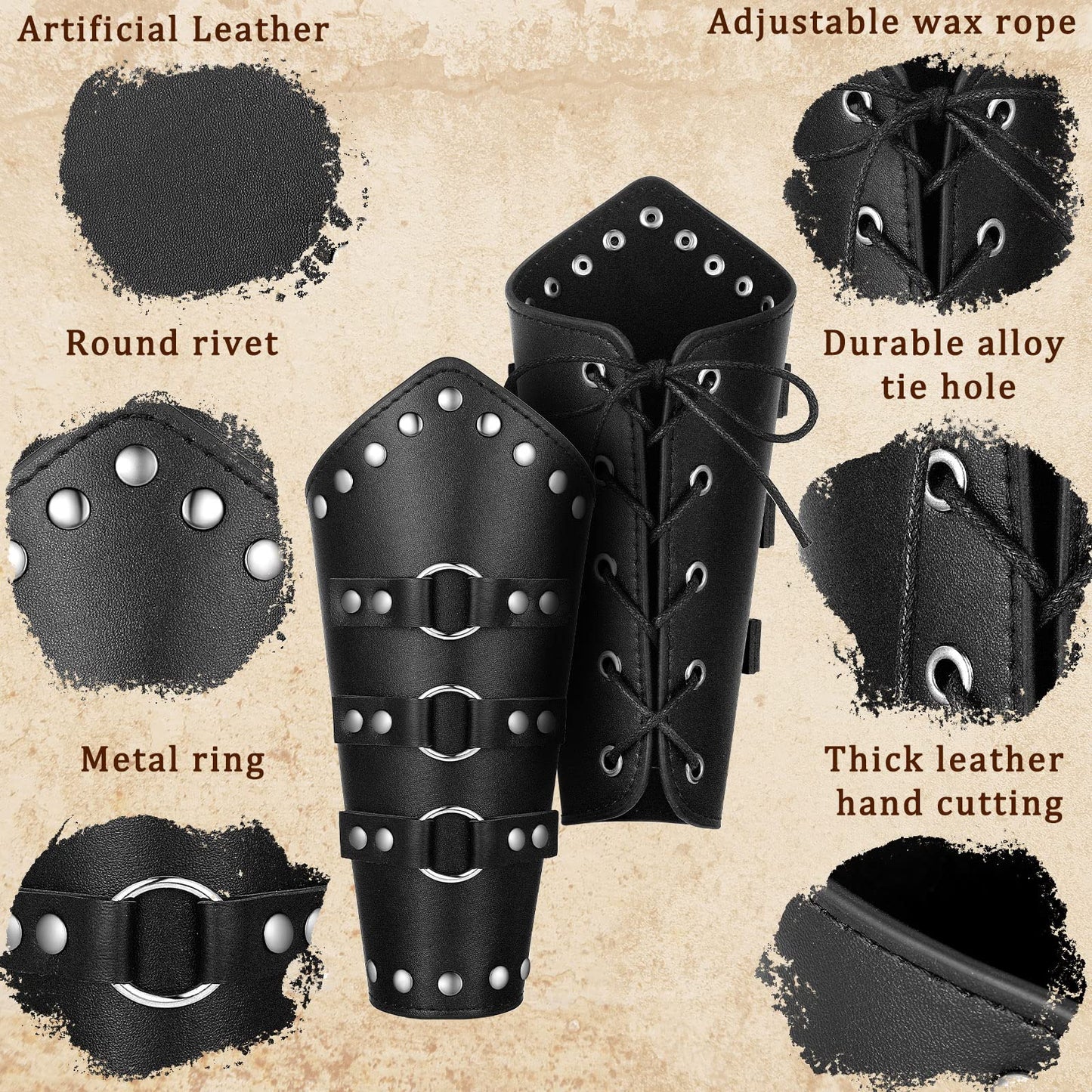 Adults Faux Leather Arm Guards Arm Bracers