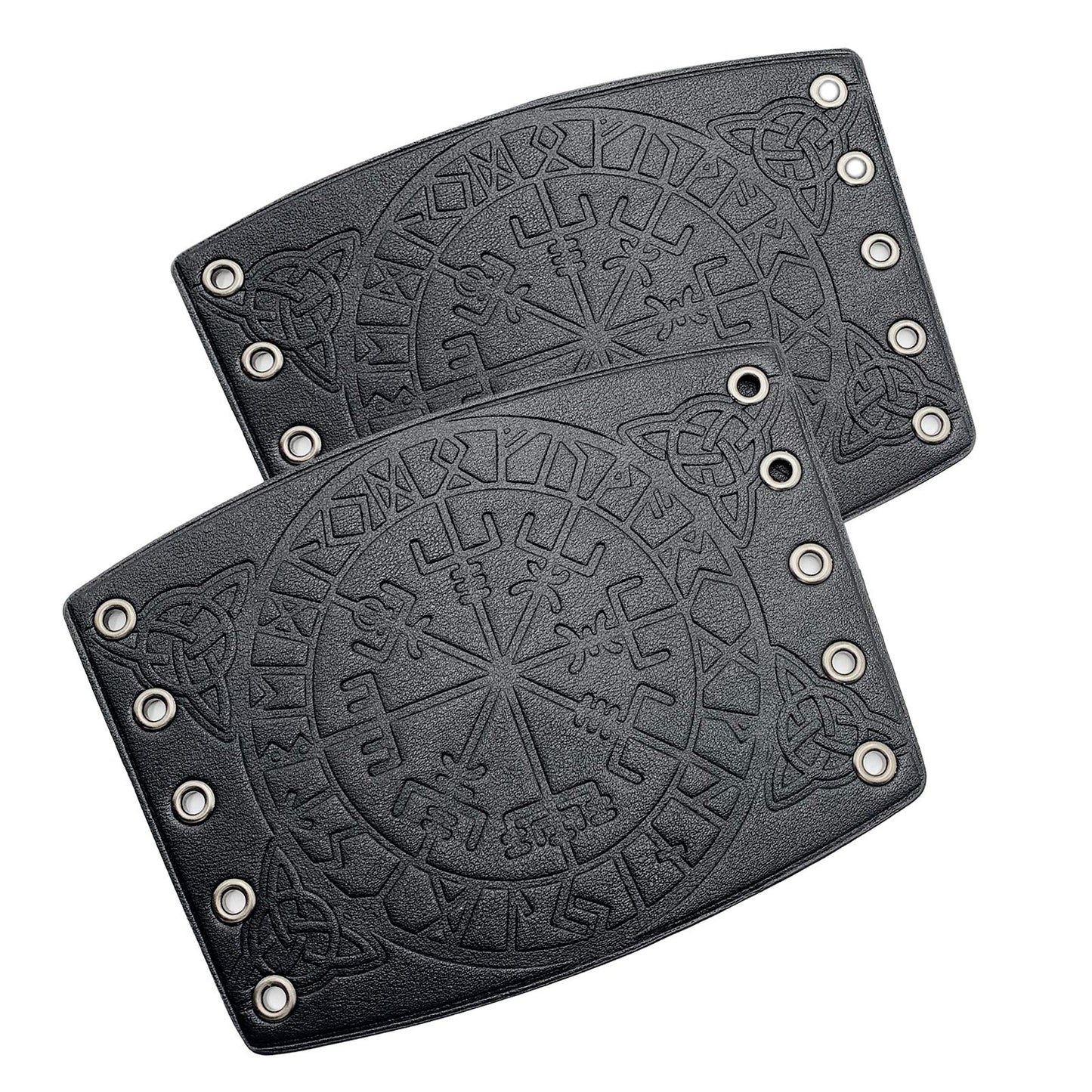 HiiFeuer Viking Vegvisir Embossed Leather Arm Armor 3 Colors LARP Gauntlet Leather Armor Bracer Brown