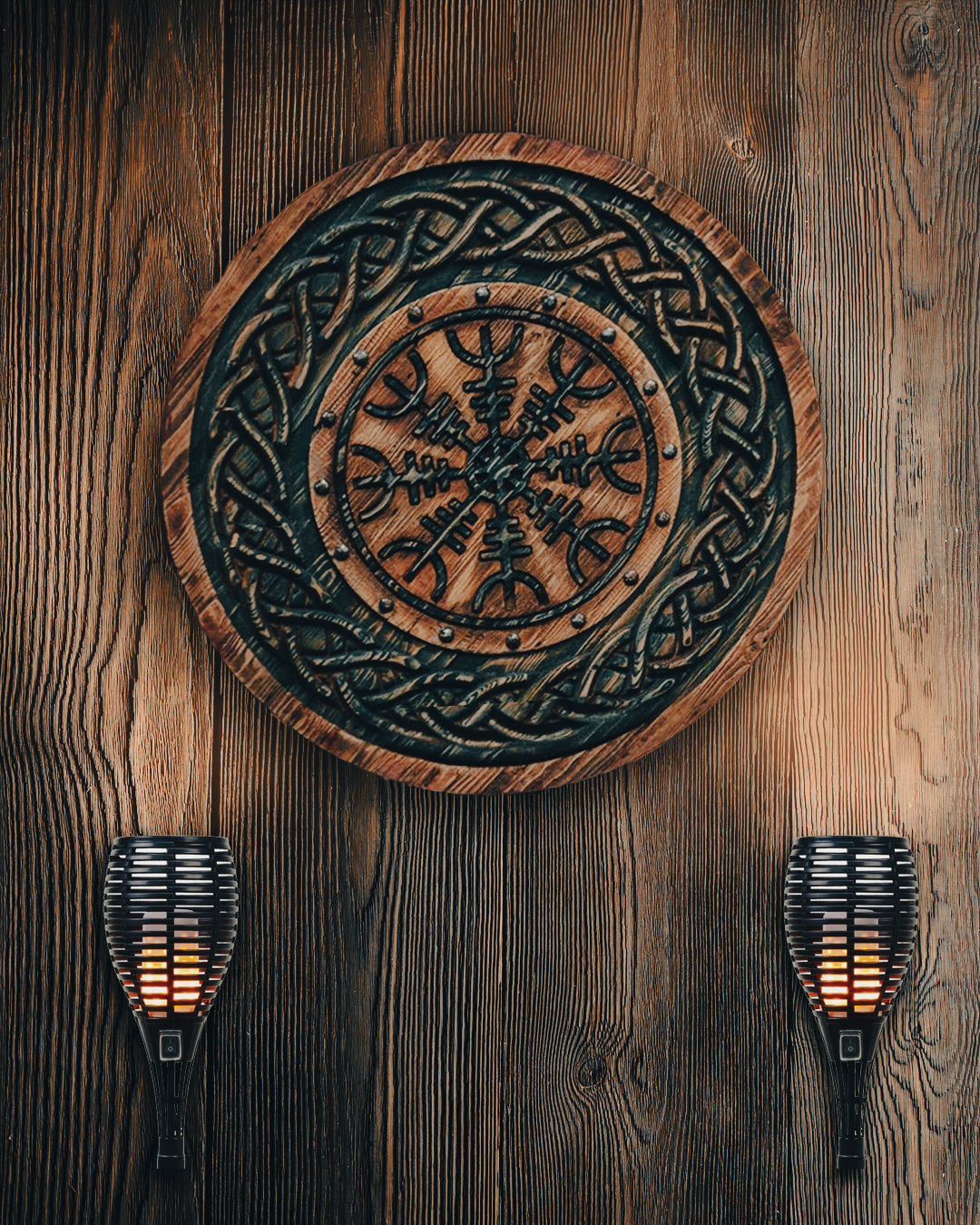 Helm of Awe Carved Viking Shield