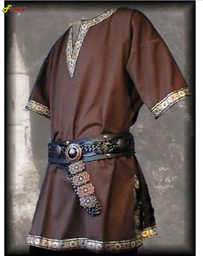 Medieval Renaissance Costumes Men Nobleman Tunic Viking Aristocrat Chevalier Knight Warrior Halloween Cosplay Costumes no Belt