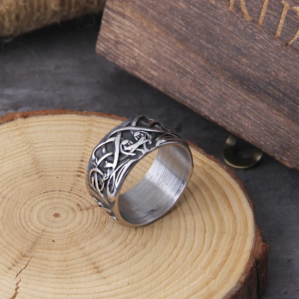 Celtics Irish Knot Men's Ring Viking Amulet Triquetra Couple Women Rings Vintage Stainless Steel Jewelry Gift Wholease with box
