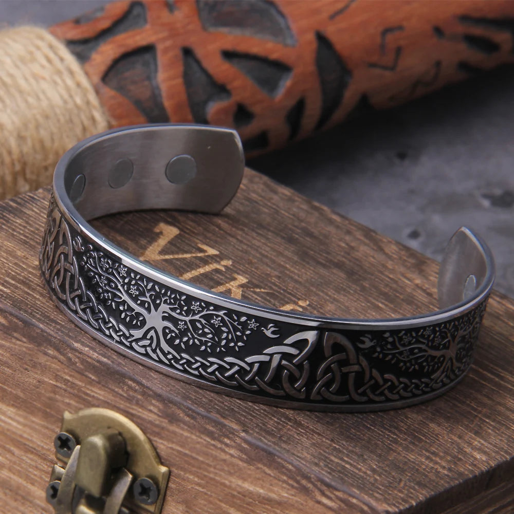 Irish Knot Celtics Viking Bangles Stainless Steel Women Men Jewelry Friendship Love Protection Amulet Cuff Bracelet with box