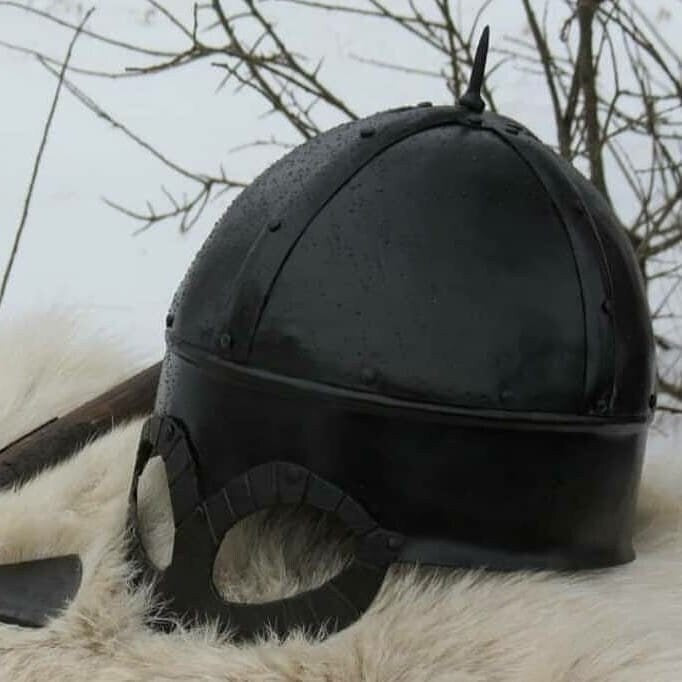 Black Steel Gjermundbu Medieval Viking Helmet