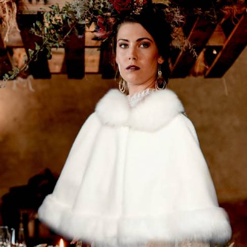 Fur Edged Wedding Capelet with Hood in 18 Colors