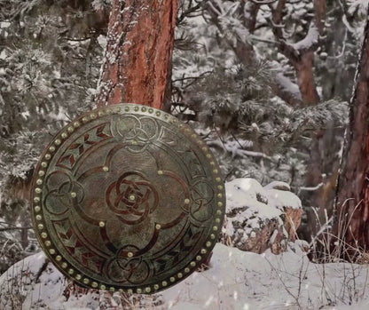 Celtic Five Fold Carved Viking Shield, 24"
