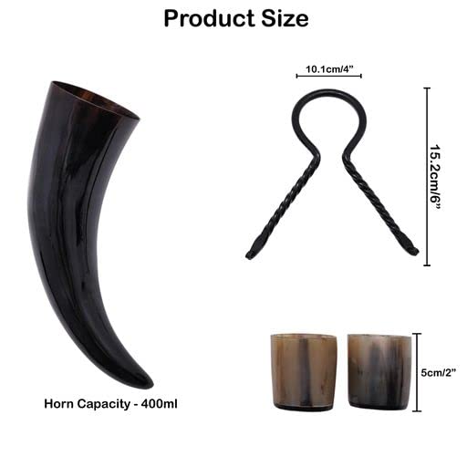 Mythrojan Viking Drinking Horn Black Medieval Beer Drinking Horn Authentic Drinking Horn with Strap Norse Beer Horn Small Drinking Horn Mug Viking Ale Horn Cup 250 ml Viking Drink Horn Replica 8oz 250 ML (Black Strap)