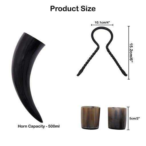 Mythrojan Viking Drinking Horn Black Medieval Beer Drinking Horn Authentic Drinking Horn with Strap Norse Beer Horn Small Drinking Horn Mug Viking Ale Horn Cup 250 ml Viking Drink Horn Replica 8oz 250 ML (Black Strap)