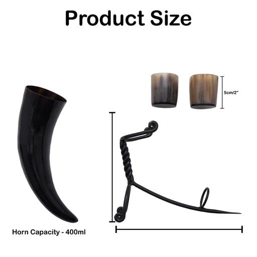 Mythrojan Viking Drinking Horn Black Medieval Beer Drinking Horn Authentic Drinking Horn with Strap Norse Beer Horn Small Drinking Horn Mug Viking Ale Horn Cup 250 ml Viking Drink Horn Replica 8oz 250 ML (Black Strap)