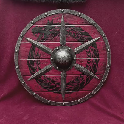 Jormungandr Plank Viking Shield with Steel Braces, 24"