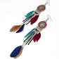 Punk Vintage Long Tassel Feather Beads Drop Wolf Tooth Pendant Earring Fish Hook Earrings Brown A