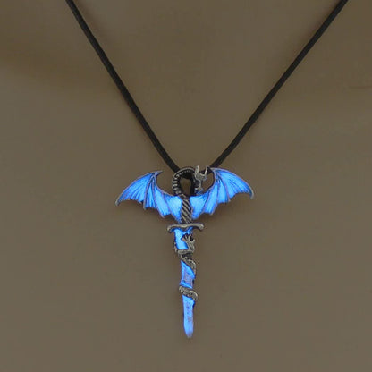 Luminous Pterodactyl Dragon Necklace - Glow in The Dark - Vintage Punk Pendant