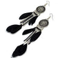 Punk Vintage Long Tassel Feather Beads Drop Wolf Tooth Pendant Earring Fish Hook Earrings Brown A