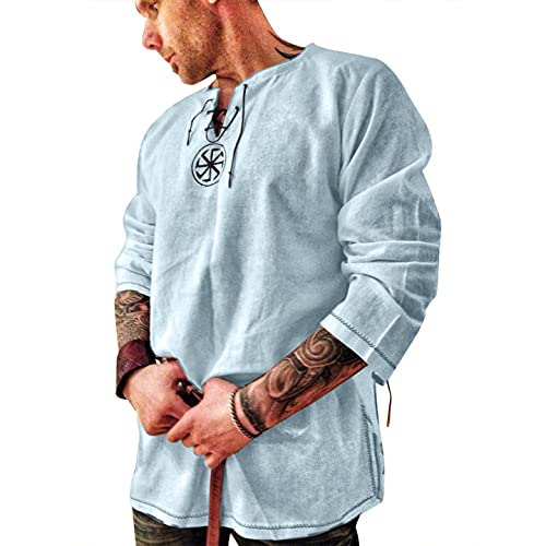 Men's Fashion Cotton Linen Shirt Long Sleeve Solid Color Ethnic Beach Yoga Top X-Large Black