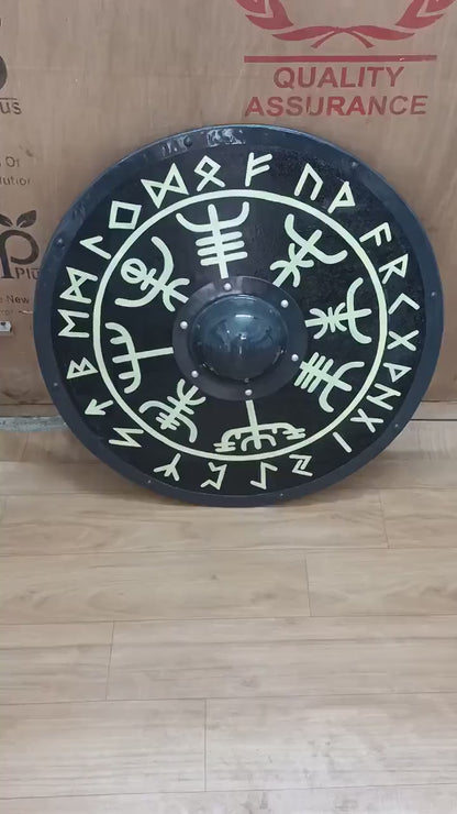 Vegvisir Norse Compass Smooth Viking Shield for LARP & Collection, 24"