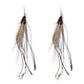 Punk Vintage Long Tassel Feather Beads Drop Wolf Tooth Pendant Earring Fish Hook Earrings Brown A